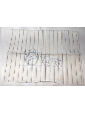 Adeline Glass Towel No. 610 China" Stamped Embroidery Design White Blue 16"x24